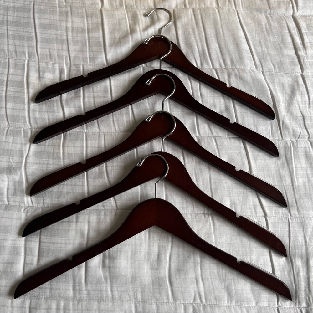 Container Store Walnut Wooden Blouse Hangers (Set of 24)